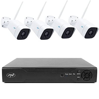 PNI NVR House IP716 - Paquete de videovigilancia y 4 cámaras IP55, 5 MP