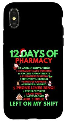 Custodia per iPhone X/XS 12 giorni di Natale in farmacia, Natale tecnologico in farmacia