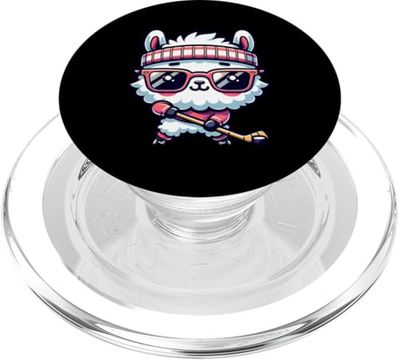 Llama Fresca Con Gafas Juega Hockey Sobre Hielo PopSockets PopGrip para MagSafe