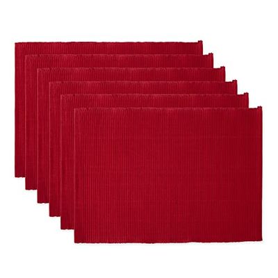 DII Basic Everyday - Set di tovagliette, 13 x 19, 100% cotone, a costine, colore: rosso cardinale, 6 pezzi