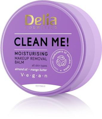 Delia Cosmetics – Clean Me - Struccante per viso e occhi - Tutti i tipi di pelle - Pulisce, rimuove il trucco, idrata – Cosmetico veganoi - 40g