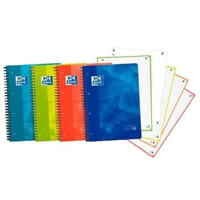 Oxford 400152251 Europeanbook 4 Puzzle Notebook, White, Erase 80 Sheets C/Divider T/Plastic Lagoon A4+ Assortment, 5U