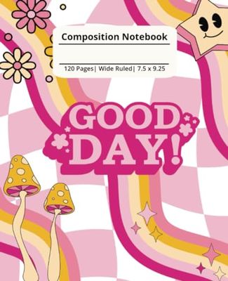 Composition Notebook: Pink Groovy Retro | Composition Notebook Wide Ruled, 7.5 x 9.25, 120 Pages for girls | Girl Retro Notebook