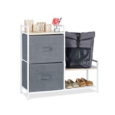 Relaxdays Cómoda multiusos com 2 gavetas, poliéster, 76 x 83 x 29 cm