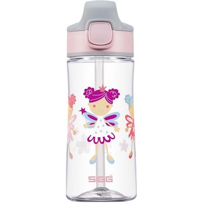 Sigg - Gourde Enfant avec Paille En Tritan - Miracle Fairy - Étanche - Passe au Lave-Vaisselle & Micro-ondes - Résiste aux Chocs - Sans BPA - Pour École & Sport - Rose Motif Fées - 0,45L
