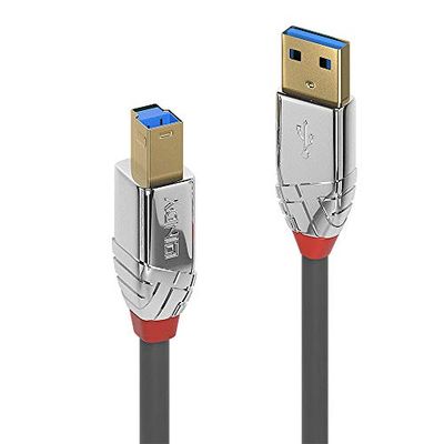 LINDY 36663 3 m USB 3.0 type A aan B kabel, Cromo Line antraciet