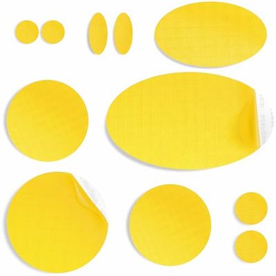 aZengear Toppe per riparazione, pre-tagliate, autoadesive, morbide, impermeabili, in nylon antistrappo per fissare i fori nei vestiti, sacchi a pelo, pantaloni da sci (11 pezzi, Giallo)