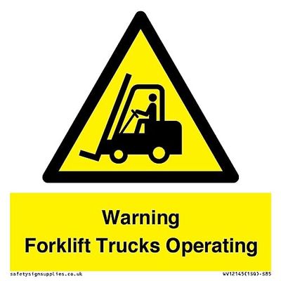 Warning Forklift Trucks Operating Sign - 85x85mm - S85