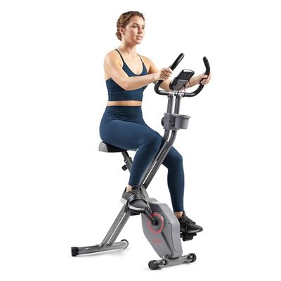 Sunny Health & Fitness X-Bike Pro per esercizi magnetici pieghevoli, monitor digitale, sensore di pulsazioni, basso impatto, resistenza magnetica - SF-B223011