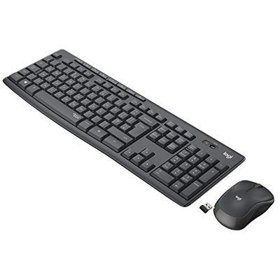 Logitech MK295 Kit Mouse e Tastiera Wireless, Layout Scandinavo QWERTY, Grigio