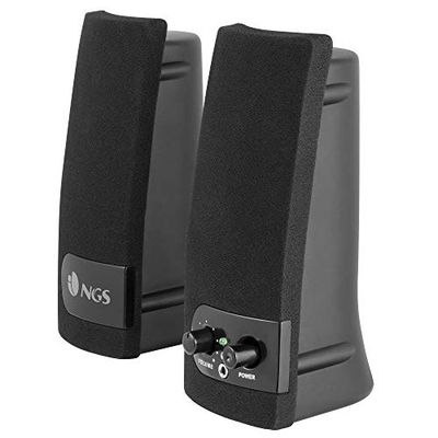 NGS SB150- Altoparlanti Multimediali 2.0 per PC, 2W, Uscita Cuffie, Connessione USB, Nero