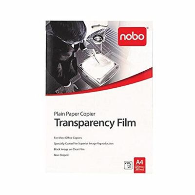 Apollo Transparency Film for Plain Paper Copier, Black on Clear Sheet, Without Stripe, 100 Sheets/Pack (VPP100CE)