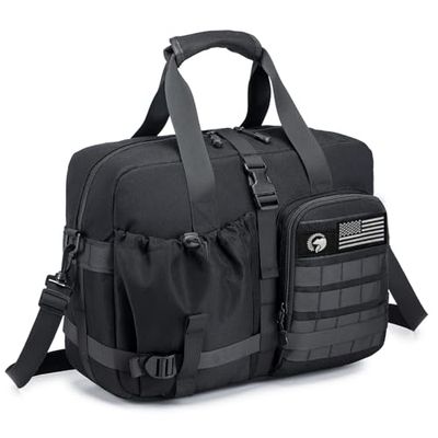 COSCOOA Sac à bandoulière tactique de 15,6 pouces pour homme, sac militaire pour ordinateur portable, sac à bandoulière (noir), Noir-17,3"