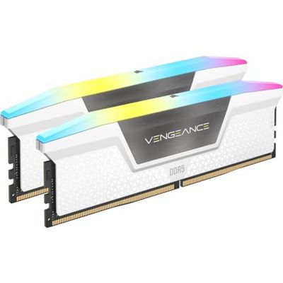 CORSAIR VENGEANCE RGB DDR5 RAM 64GB (2x32GB) 6400MHz CL32 Intel XMP iCUE Kompatybilna Pamięć Komputerowa - Biały (CMH64GX5M2B6400C32W)