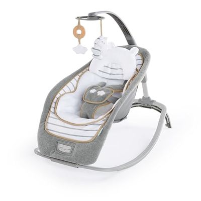 Ingenuity, Hamaca mecedora Boutique Collection Asiento de Bebé Acolchado de Peluche con Vibraciones, Fácil Plegado, 0-30 Meses (Bella Teddy)