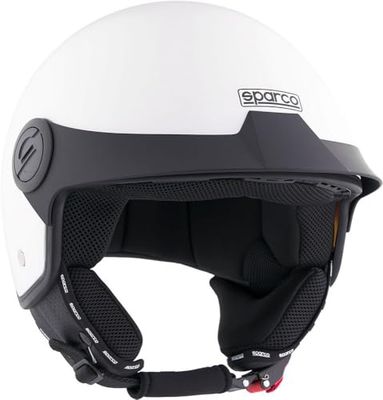 Sparco Riders 95135, Sparco Casco Demi-Jet con Peak per Moto Bianco con Calotta in ABS Taglia XS Unisex Adulto