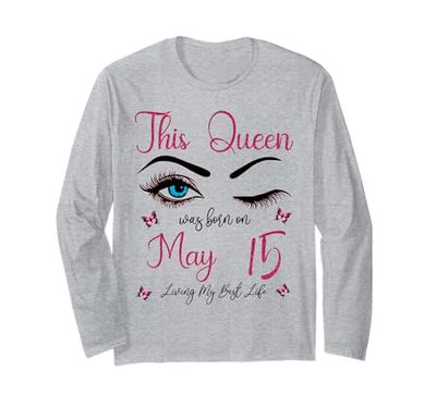 Questa regina è nata a maggio 15 Living My Best Life Queen Maglia a Manica