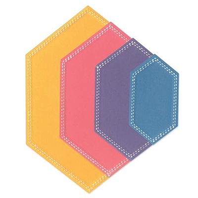 Sizzix Framelits Stacey Park - Juego de troqueles con hexágonos cosidos, color gris 6