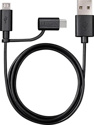 Varta - Cabo 2 em 1 de carregamento e sincronização (Micro USB e USB Type C).
