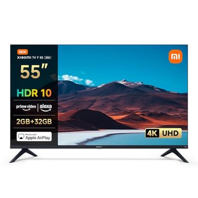 Xiaomi TV F 55, 55 pollici (140 cm), 4K UHD, Smart TV, Fire TV, Triple Tuner DVB-C/S/S2/T/T2, HDR10, MEMC, Modalità Game Boost 120Hz, Controllo Vocale Alexa, 2GB+32GB, Compatibile con AirPlay