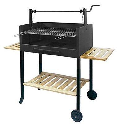 'Imex la Renard 71504-barbecue avec roulettes élévateur et Grille Acier galvanisé 135 x 75 x 42 cm, Couleur : Noir