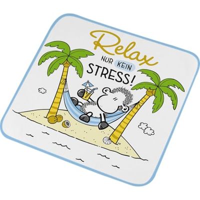 Sheepworld Toalla mágica con Texto Relax | Toalla pequeña para Invitados, en Forma prensada, 30 cm x 30 cm, algodón, Regalo, Sorpresa Divertida | 74126