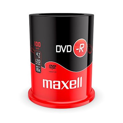 Maxell 275611.40.CN - Caja de DVD-R grabables (4,7 GB, 16X, 100 Unidades)