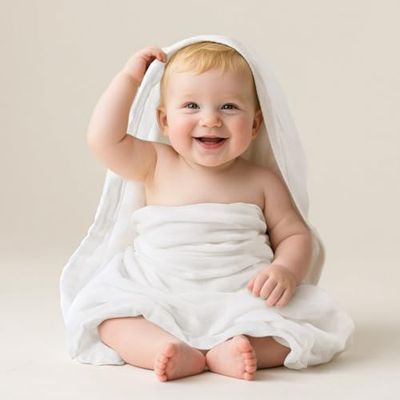 EXTSUD Serviettes de Bain 115 x 115 cm en 100% Coton Bio - Serviette de Bain pour bébé - Poncho de Bain pour Enfants - Baignoire et Natation