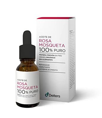 DEITERS - Mosqueta pura de óleo rosa, 100% 15 ml, rosa para cicatrizes, redutor de ciclizes, remove manchas, reparador, hidratante e anti-evenjecimento, frasco conta-gotas