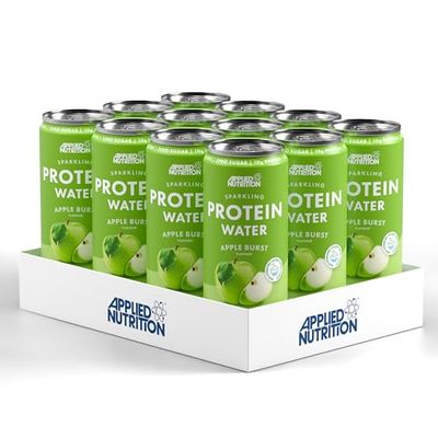 Applied Nutrition Sparkling Protein Water - 10g Collagen Boost – Low-Calorie Hydration with Vitamin C and Coconut Water – Refreshing and Wellness Drink (Pack of 12 Cans x 330ml) (Apple Burst)