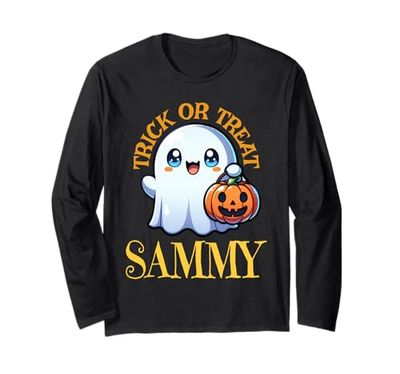 Sammy Nome Personalizzato Carino Fantasma Halloween Maglia a Manica