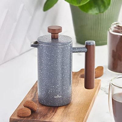 Karaca Cafetière à Piston Double Paroi en Marbre Gris Marron Foncé 350 ml