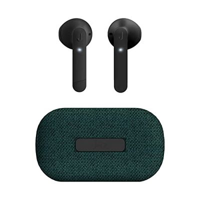 JAZ SBS TWS Chanè Hoofdtelefoon met stoffen laadstation, True Wireless hoofdtelefoon met HD-microfoon, draadloze oordopjes met ruisonderdrukking ENC, USB-C-oplaadkabel inbegrepen