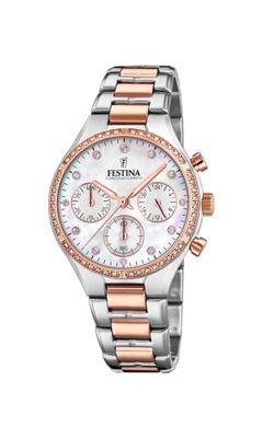 Festina Dam kronograf kvarts klocka med rostfritt stål armband F20403/1