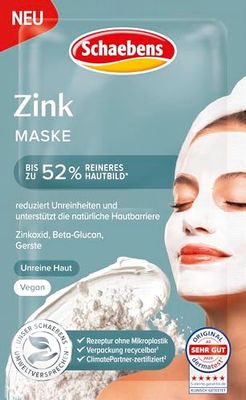 Schaebens Masque crème au zinc – Réduit les impuretés et soutient la barrière naturelle de la peau avec de l'oxyde de zinc, du bêta-glucane et de l'orge pour les peaux impures VEGAN