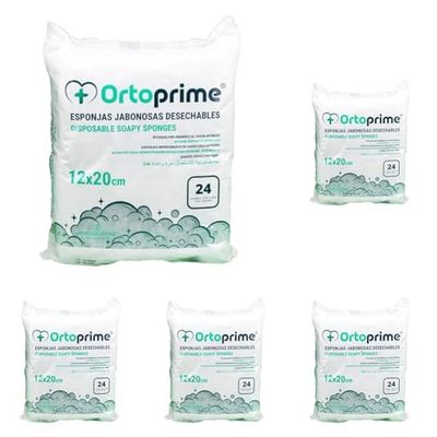24 spugne monouso per bambini, 24 pezzi, per adulti + pelle morbida e pulita – Salviette sapone da bagno OrtoPrime (bebè e adulti) (Confezione da 5)