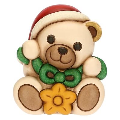 THUN, Teddy con Estrella de cerámica, versión pequeña, colección de Navidad, Figuras coleccionables, Idea de Regalo para Navidad, 7,5 x 6,5 x 8,5 cm