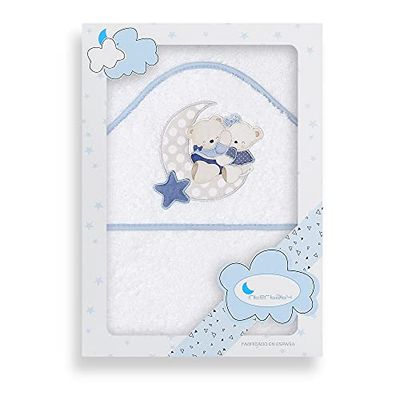 Interbaby Swim Cape 400 GSM Cotton Terry Model Osito Amoroso Biały/Niebieski 100 x 100 cm