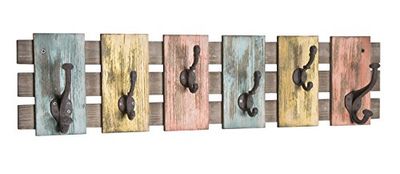 HAKU Möbel garderobe Murale Multicolore, Vintage, Bois Massif, métal - Dim.: L 81 cm x H 20 cm x P 11 cm, Style: Industrial