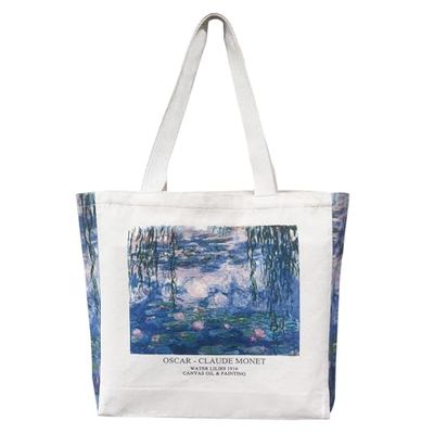 BROADREAM Canvas Tote Bag, mooie schoudertas met ritsen en binnenzak, Large