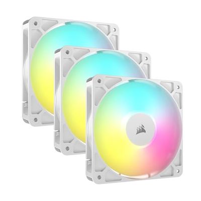 CORSAIR RS120 ARGB 120 mm PWM Ventole – Connessione a Margherita – Basso Rumore – Cuscinetto a Cupola Magnetica – Confezione Tripla – Bianco