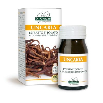 Dr Giorgini Integratore Alimentare, Monocomponenti Erbe Uncaria Estratto Titolato al 3% in Alcaloidi Ossindolici Pastiglie - 30 g