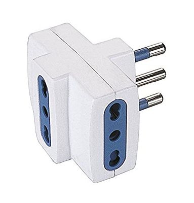 Poly Pool PP0452 Tipo L (IT) azul universal, cor branca adaptador de tomada elétrica - adaptador de tomada (tipo L (IT), universal, 16 A, azul, branco, 80 mm, 130 mm)