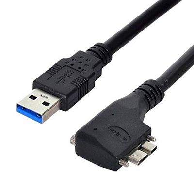 SYSTEM-S USB 3.0 Cable 3 m Type A Male to Micro B Male Angled Screw in Black