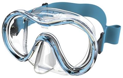SEAC Sunrise, monolens masker van gehard glas voor duiken en snorkelen met 3D-gesp
