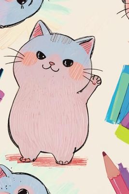 Lustige Cartoon Katze: Tagebuch-Notizbuch: Katzenliebhaber für Kinder und Teenager | Breit liniert | 120 linierte Seiten, 6 x 9