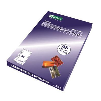 D.RECT lamineringsfolier A5 125 mic – tjocklek 2 x 125 (200) varmlamineringsfolier glänsande – lamineringsfolie förpackning 100 stycken, foliefolier transparent