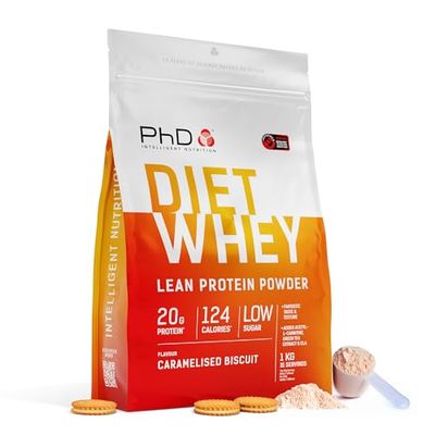 PhD Nutrition Diet Whey Lean Protein Powder | Caramelised Biscuit Whey Protein Powder | 31 Servings 1kg Bag