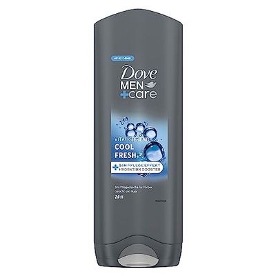 Dove Men+Care 3-i-1 duschgel Cool Fresh duschbad för kropp, ansikte och hår med 24 timmars vård effekt 6 x 250 ml