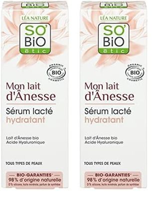So'Bio étic - Sérum booster d'hydratation - Mon Lait d'Ânesse - Tous types de peaux - Certifié Cosmebio - Tube de 30 ml (Lot de 2)